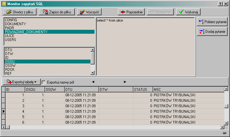 Monitor zapyta SQL