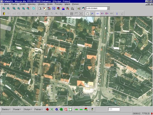 Orthophotogram with situation layer (the town of Olsztyn)